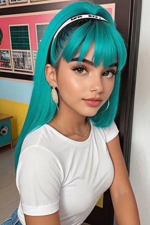 Creates an 16-year-old influencer bulma teenager, raised in a favela super perfect anatomy pechos super grandes, charismatic, friendly, super beautiful (scene located in habitacion self-selfie) photographic frame full body shot,More Reasonable Details
style favela