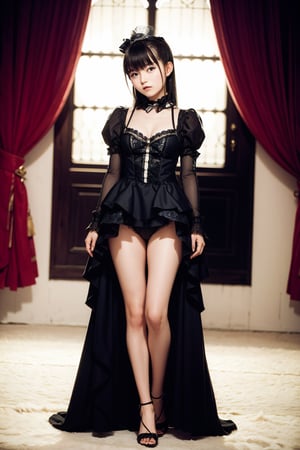 beautiful young girl, Lingerie cascades with grace, enveloping the fanciful gracefulness of Lolita fashion, adorned with lace, ribbons, and cascading layers. full body,SUZUKA NAKAMOTO