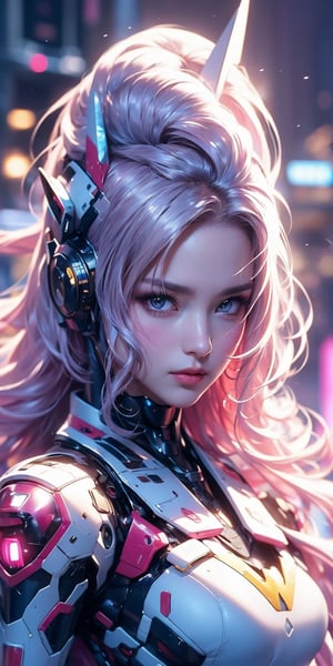 Best picture quality, high resolution, 8k, realistic, sharp focus, realistic image of elegant lady, Korean beauty, supermodel, pure white hair, blue eyes, wearing high-tech cyberpunk style blue Batgirl suit, radiant Glow, sparkling suit, mecha, perfectly customized high-tech suit, ice theme, custom design, 1 girl,swordup, looking at viewer,JeeSoo 