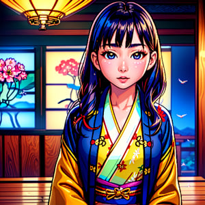 ((Top Quality, 8K, Masterpiece)), Sharp Focus, (Super Beautiful Face), (Glossy Skin), Realistic Photos, Black Hair, Realistic Pupils, Movie Lighting, Highly Detailed Eyes and Face, Movie Lighting, (Cowboy Shot), (Kimono Cardigan Japanese Coat Jacket Yukata Haori Embroidered Crane),　(Korean Cute woman), in nature, classic Japanese old town
