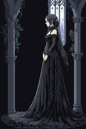 1girl, gothic dress, from side,
masterpiece, best quality, aethetic, illustration,pixel art, 