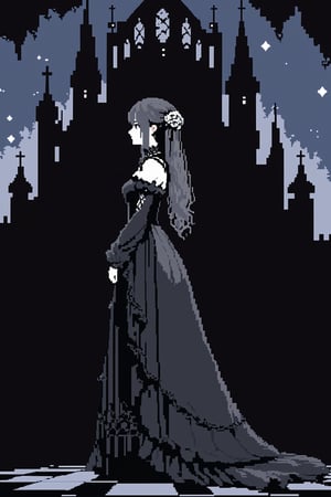 1girl, gothic dress, from side,
masterpiece, best quality, aethetic, illustration,pixel art, 