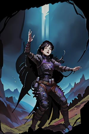 wraith (apex legends), world of apex legends, kunai, wide landscape, full of life. nodf_lora, foreground, leaving the portal, battle_stance
