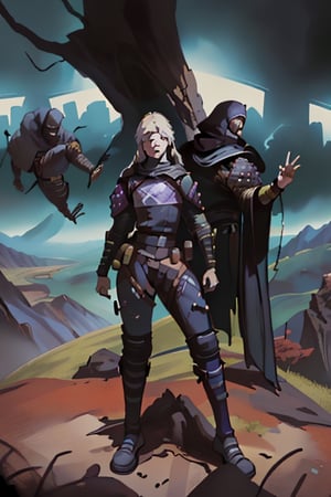 wraith (apex legends), world of apex legends, kunai, wide landscape, full of life. nodf_lora, foreground