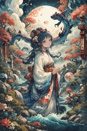 (Esoteric landscape of Hokusai and Anne Bachelier, Elpis, chemiluminescence, Art Nouveau, bright colors, kaleidoscope and prismatic effects, optical illusions 3D art), Detailed texture, High quality, High resolution, High precision, Realism, Color correction, Proper lighting settings, Harmonious composition, Behance Works,FuturEvoLabStyle