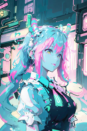(masterpiece, top quality, best quality, official art, beautiful and aesthetic:1.2),(photoreal:1.5),BREAK 1 girl with a bunch of candy and a candy machine in her hand and a pink background with stars,upper body,photo,a detailed painting,pop surrealism,(neon color hair:1.5),strong wind,giant marshmallow candy machine break needlework,intricate designs,textile art,handmade details,creative expression,colorful threads,cyberpunk,break Alice Prin, tohru (maidragon)