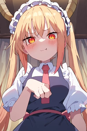 ((Face,no expression,shy)),score_9, score_8_up, score_7_up, score_6_up, source anime, 1girls,from below,1girl,tohru_(bunny)_(pink_archive),smug,claw pose, ,hand on own chest,tohru