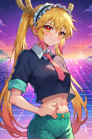 score_9, score_8_up, score_7_up, score_6_up, source anime,1girl, tohru (maidragon),synthwave