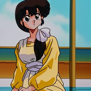 higt quality, (long shot),1girl,solo.yellow clothes, kasumi tendo from ranma 1/2,kasumi