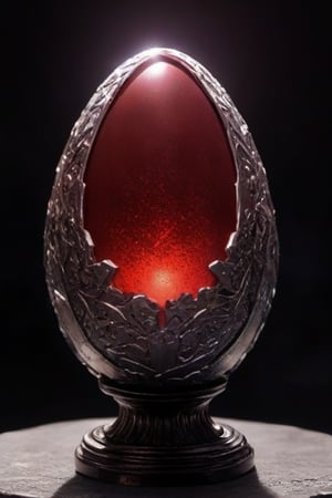 Easter egg, crystal egg, super detailed, glowing glare, branded warrior, overlord egg, red egg, eclipse in the background