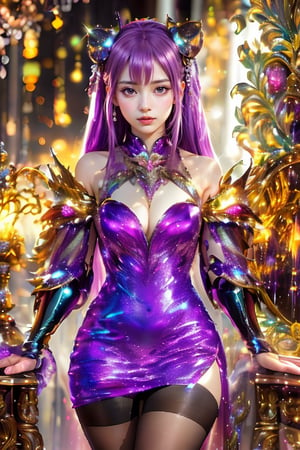 Green long hair, open mouth, hexagonal sharp teeth, armor, luminous glow, sharp fangs magic array
Standing, hairy tail, full body, colorful skin, sharp teeth, claws, monster, monster, Taurus fusion centaur, Chinese monster Taotie

1 girl, wearing a purple tight dress, shut up, (purple and green gradient long straight hair, bangs), (obvious fluorescent purple eyes), long eyebrows, soft makeup, gradient lips, (big breasts) , plump figure, slender legs, black stockings, detailed fingers, detailed background, ambient light, extreme details, cinematic shots, realistic illustrations, (Soothing Tone: 1.3), (Super Detail: 1.2), Masterpiece, Normal Feet , normal body, normal limbs

Perfect Skin, (RAW Photo, Best Quality), (Real, Photo Real: 1.3), Best Quality, Masterpiece, Beauty & Aesthetics, 16K, (HDR: 1.4), High Contrast, (Vivid Colors: 1.4), ( Silent Colors, Dull Colors, Soothing Tone: 0), Cinematic Lighting, Ambient Lighting, Side Lighting, Fine Details and Textures, Cinematic Lenses, Warm Colors, Full Body (Bright and Intense: 1.2), (Masterpiece, Top Quality , Best Quality, Official Arts, Beauty & Aesthetics: 1.2), HDR, High Contrast, Wide Angle Lens (Highly Detailed Skins: 1.2)