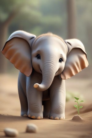 masterpiece, elephant, cute, young, mix rabit