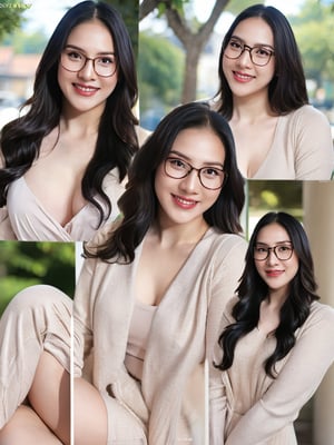 chinese woman, (glasses, laughy smiling:), fully clothed, fully dressed, curve, photo realistic, expressive, everything is in ultra high-definition, ultra HD, ultra high resolution, everything detailed, rare, flexible, complex, unique, ultra realism