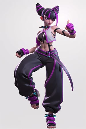 8k, ultra high quality, 3d, girl, abstract, design, graffiti, white background, Grt2c,1 girl , realistic, solo,juri han, (four fingers and one thumb per hand),3DMM, (fighting stance)