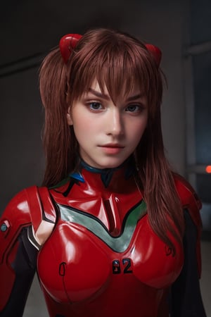 4K, 8K, (Masterpiece, best quality:1.2), blue eyes, perfect face, cosplay, professional photo, photo, photorealism, ((red armor)), modelshoot style, portrait of shirogane, red plugsuit, feminine, (girl),  ((cyberpunk landscape)), (narrow waist), upper body, face shot, very small breats, sexy look,photorealistic,realism, masterpiece, realistic face, realistic skin,realistic arms, realistic body, (bust shot photo of shirogane, shirogane asuka langley