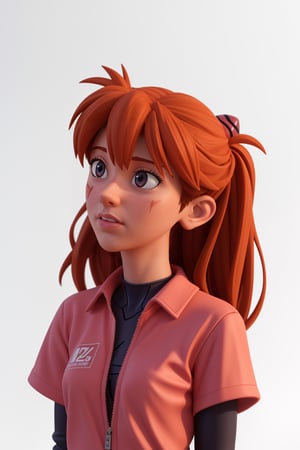 girl, abstract, design, graffiti, white background, Grt2c,1 girl ,realistic,solo, 3d animated,EFT_,souryuuasukalangley, asuka langley, evangelion, 3d pixar style, orange hair color