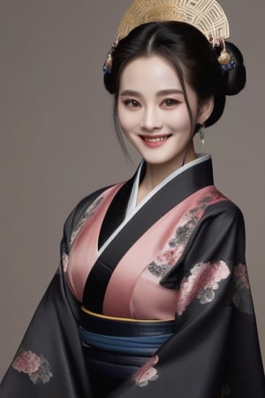 1girl,china,middle-aged women,TRADITIONAL CHINESE COSTUMES,black,black gloves,bare feet,smile,actor connection,high quality,high details
