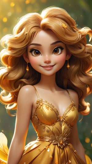 She wears a golden petal dress, her skin glowing with amber hues, and her hair adorned with a golden hairpin.
Style: Warm and vibrant, with a radiant smile and lively presence.
Background: Amber Sprite is a guardian of sunlight and warmth, spreading joy and vitality wherever she goes.
Keywords:
Warmth: Heat, coziness, affection.
Glow: Radiance, shine, brilliance.
Vitality: Energy, liveliness, vigor.