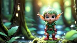 Macro photography scene. A tiny elf with delicate features standing in a sunlit forest, surrounded by towering trees and sparkling streams, captured in intricate detail through macro photography. Using macro photography and tilt-shift photography. Super high quality, 8k. Negative prompt: blur. -fps 24 -gs 16 -motion 1 -style: HD movies -ar 16:9 seed:1234567899.