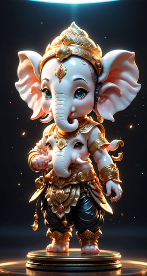 (a ganesha of cute), small and cute, (eye color switch), (bright and clear eyes), anime style, depth of field, lighting cinematic lighting, divine rays, ray tracing, reflected light, glow light, side view, close up, masterpiece, best quality, high resolution, super detailed, high resolution surgery precise resolution, UHD, skin texture,full_body,chibi,best quality, 32k uhd, Epic CG masterpiece, hdr, dtm, full ha, 8K, extremely detailed graphics, stunning colors, 3D rendering, surreal, cinematic lighting effects, 00, surreal, Ultra wide angle, highest quality, extremely delicate, stunning lights and shadows,HD,
one leg stand, black body