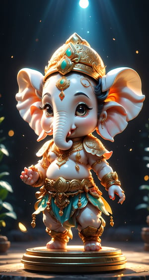 (a ganesha of cute), small and cute, (eye color switch), (bright and clear eyes), anime style, depth of field, lighting cinematic lighting, divine rays, ray tracing, reflected light, glow light, side view, close up, masterpiece, best quality, high resolution, super detailed, high resolution surgery precise resolution, UHD, skin texture,full_body,chibi,best quality, 32k uhd, Epic CG masterpiece, hdr, dtm, full ha, 8K, extremely detailed graphics, stunning colors, 3D rendering, surreal, cinematic lighting effects, 00, surreal, Ultra wide angle, highest quality, extremely delicate, stunning lights and shadows,HD,
one leg stand