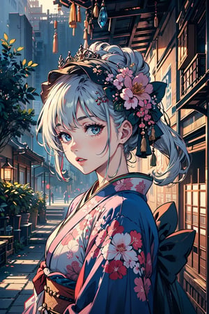 A girl, wearing kimono, a sakura tree, flowers, day, (Cinematic lighting, ethereal light, intricate details, extremely detailed, incredible details, full colored), complex details, hyper maximalist, gorgeous light and shadow, detailed decoration, detailed lines. masterpiece, best quality, HDR, UHD, unreal engine. looking at the camera, fair skin, beautiful face,More Detail,photo of perfecteyes eyes