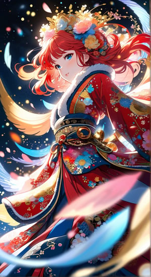 Kyoto Animation stylized anime, a woman with red hair, and blue eyes, with detailed ornate fur hooded kimono, red hooded kimono, miniskirt, fantasypunk. Cinematic lighting, ethereal light, intricate details, extremely detailed, incredible details, full colored, complex details, insanely detailed and intricate, hyper maximalist, extremely detailed with rich colors. masterpiece, best quality, HDR, UHD, unreal engine. Representative, fair skin, rich in details High quality, gorgeous, 8k, super detail, gorgeous light and shadow, detailed decoration, detailed lines, detailed exquisite face, bold high quality, high contrast, patchwork, vibrant colors, looking at viewer, by Gustav Klimt
and (karol bak),DonMS4kur4XL,bokeh,art_booster