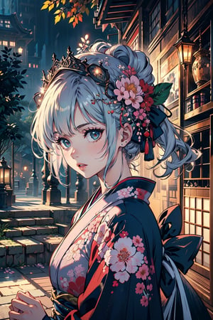 A girl, wearing kimono, a sakura tree, flowers, day, (Cinematic lighting, ethereal light, intricate details, extremely detailed, incredible details, full colored), complex details, hyper maximalist, gorgeous light and shadow, detailed decoration, detailed lines. masterpiece, best quality, HDR, UHD, unreal engine. looking at the camera, fair skin, beautiful face,More Detail,photo of perfecteyes eyes,anime girl