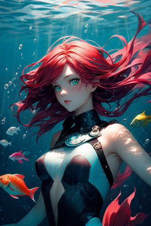 katarina underwater swimming colorful fish  ,KATARINA,portrait