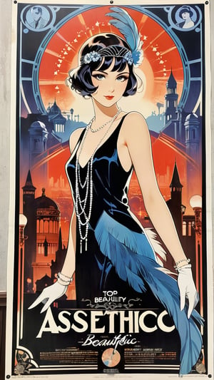 A poster of a flapper girl, (masterpiece, top quality, best quality, official art, beautiful and aesthetic:1.2),movie poster