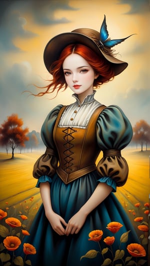 A shepherdess, in the style of the Renaissance, exuding elegance amidst pastoral beauty. (masterpiece, top quality, best quality, official art, beautiful and aesthetic:1.2), (1girl:1.4), portrait, extreme detailed, highest detailed, simple background, 16k, high resolution, perfect dynamic composition, bokeh, (sharp focus:1.2), super wide angle, high angle, high color contrast, medium shot, depth of field, blurry background,in the style of esao andrews,esao andrews style,esao andrews art, (masterpiece:1.2),esao andrews