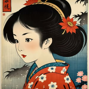 Woodblock print, 1girl, ukiyo_e