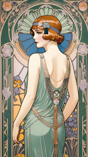 A poster, flapper girl, (masterpiece, top quality, best quality, official art, beautiful and aesthetic:1.2),more detail XL,art nouveau