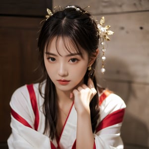 xxmixgirl,japanese girl,white kimono, bare shoulders, breasts, smirk, kpop style lighting,LinkGirl,glitter