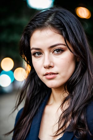 instagram photo, closeup face photo of 18 y.o swedish woman in dress, beautiful face, makeup, night city street, bokeh, motion blur
,Plump