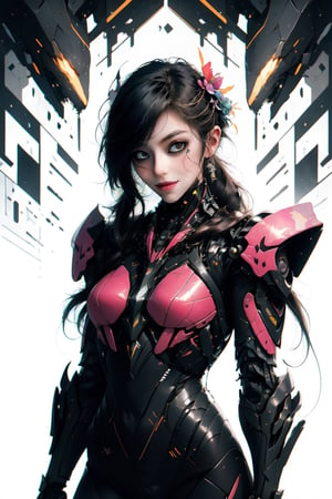 (masterpiece:1.1),(highest quality:1.1), power armor, mech suit, (HDR:1),ambient light,ultra-high quality,( ultra detailed original illustration),(1girl, upper body),((harajuku fashion)),((flowers with human eyes, flower eyes)),double exposure,fusion of fluid abstract art,glitch,(original illustration composition),(fusion of limited color, maximalism artstyle, geometric artstyle, butterflies, junk art),more detail XL,Perfect skin,Replay1988,xxmix_girl,Young beauty spirit ,Enhance,Timeless beauty,Charm of beauty, fierce look 