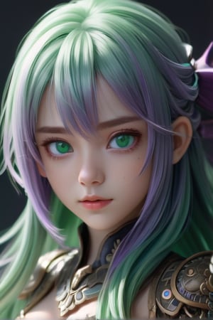 //Character, solo, 1girl, green hair, purple eyes,
//Background, simple background, 
//Quality, (masterpiece), best quality, ultra-high resolution, ultra-high definition, highres, intricate, intricate details, absurdres, highly detailed, finely detailed, ultra-detailed, ultra-high texture quality, natural lighting, natural shadow, dramatic shading, dramatic lighting, vivid colour, perfect anatomy, 
//Others, 