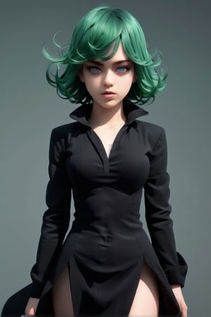 //Character, solo, 1girl, green hair, purple eyes,full-body,black clothes
//Background, simple background, 
//Quality, (masterpiece), best quality, ultra-high resolution, ultra-high definition, highres, intricate, intricate details, absurdres, highly detailed, finely detailed, ultra-detailed, ultra-high texture quality, natural lighting, natural shadow, dramatic shading, dramatic lighting, vivid colour, perfect anatomy, 
//Others, 