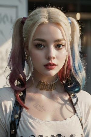 ((masterpiece, best quality)), harley quinn,margot robbie, naked, sexy,full body,detailed face,perfect eyes,detailed hands,light background,mix of fantasy and realistic elements