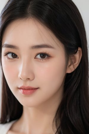 1 aisan pretty idol,small smile,facing the camara ,Portrait Photography,clear facial features,kpop female idol,young,perfect,beautiful eyes,masterpiese,front_view,pictograph,32K,Extremely Realistic,photo r3al,more detail XL,female,1 girl ,chinatsumura,asian girl,makeup and detailed eyes