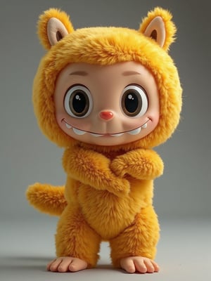 full length hyper realistic labubu plush toy been hug by malay hansome guy