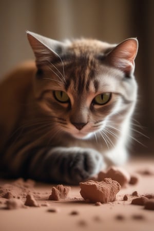 1 cat playing with clay
, photography, best quality, medium shot