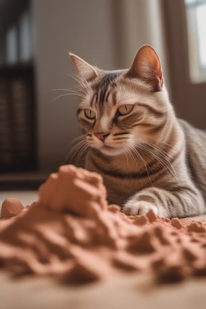 1 cat playing with clay
, photography, best quality, medium shot