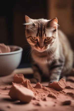 1 cat playing with clay
, photography, best quality, medium shot