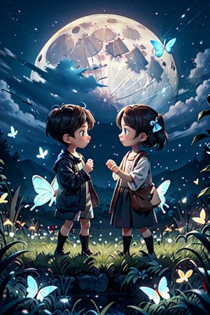 moon butterflies two people 