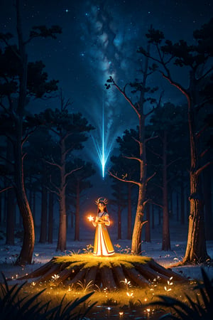 (masterpiece),  best quality,  high resolution,  highly detailed,  detailed background,  cinematic light,  1 girl,  (Athena),  night,  dark sky,  luminous tree,  giant tree,  white bark with blue luminous veins,  white leaves,  stars,  red tones,  wallpapers,  high quality,  glow,  magic,,,High detailed ,Color magic Athena