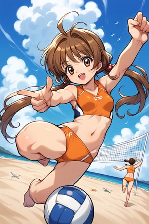 score_9, score_8_up, score_7_up, source_anime, ,//characters, ozora_haruka, brown hair, long hair, twintails, low twintails, brown eyes, ,//situations, Beach Volleyball ,//pose, 1girl, solo, jumping, dynamic angle, attack, from above ,/LoRA, perfect anatomy, beautiful_female_fingers, (correct number of fingers), (5_fingers), (perfect hands),perfecteyes