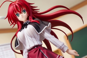 score_9, score_8_up, score_7_up, source_anime,riasgremory, ,rias gremory, huge ahoge, long hair, hair between eyes, green eyes, red hair,shirt, ribbon, school uniform, white shirt, black ribbon, neck ribbon, capelet, black capelet, long sleeves, skirt, red skirt,indoors, classroom,looking at viewer, dutch angle, cowboy shot,RIAS GREMORY