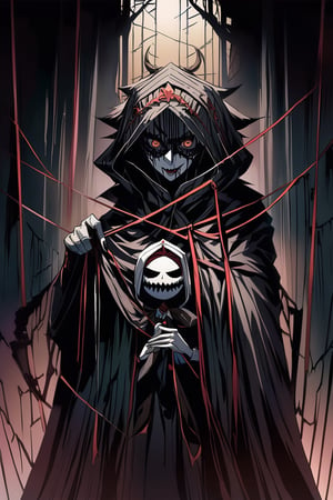 highly detailed horror anime art style,


Nightmarish Puppet Master: A sinister figure with strings attached to twisted marionettes, each puppet bearing the face of someone's worst fear.




