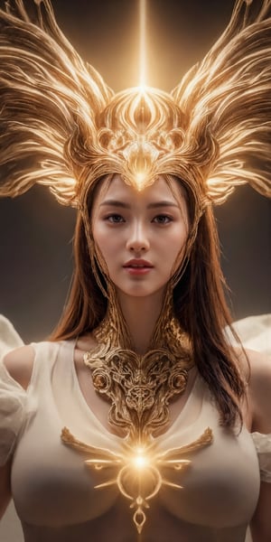 (Mcot1:4)realistic photo,The golden sculpture of the goddess shines brightly, looking up, glowing, golden skin,Brown hair, showing beautiful body figure, Cinematic style,Ethereal Beauty, Dynamic chiaroscuro, High resolution, Awe-inspiring painting of Awe-striking, beautiful body figure, creating an atmosphere mystery around, perfect anatomy, captivating scene, centered, approaching perfection, dynamic, highly detailed, artstation, concept art, smooth, sharp focus, illustration,, high definition, accent lighting, contrasted with bright paint colors,(Mcot1:4)behfind the goddess that are a brilliant golden light radiates, the goddess is in the middle of sky,golden. backlight,holy armor,fantasy armor